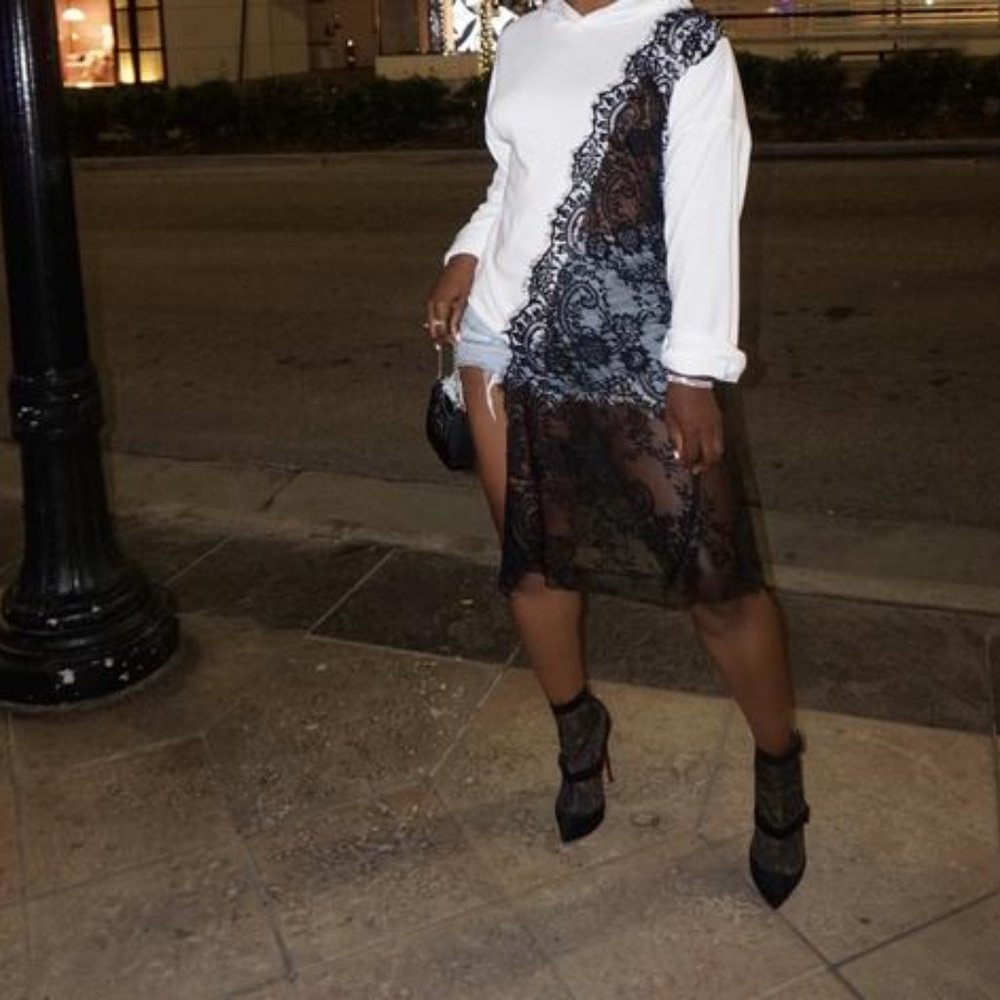 White/Black Lace OS Sweater